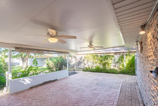 view of patio / terrace featuring ceiling fan