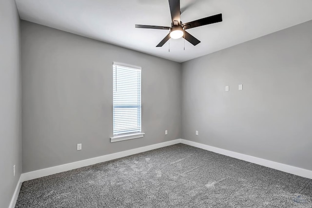 2102 S County Rd 1059, Midland, TX 79706 - unfurnished room with dark colored carpet, a ceiling fan, and baseboards