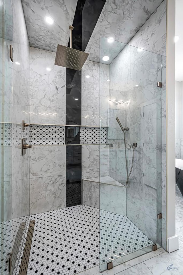 2102 S County Rd 1059, Midland, TX 79706 - bathroom with a marble finish shower and marble finish floor