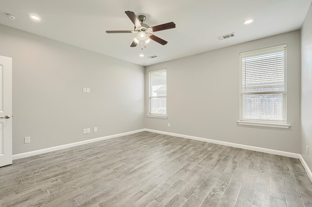 6913 Mcpherson Ln, Midland, TX 79706 - spare room with ceiling fan, light wood-style floors, baseboards, and recessed lighting