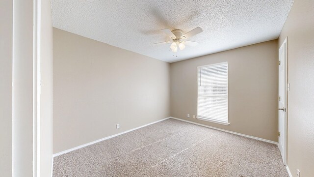 3304 Claremont Dr, Midland, TX 79707 - spare room featuring a ceiling fan, light colored carpet, baseboards, and a textured ceiling
