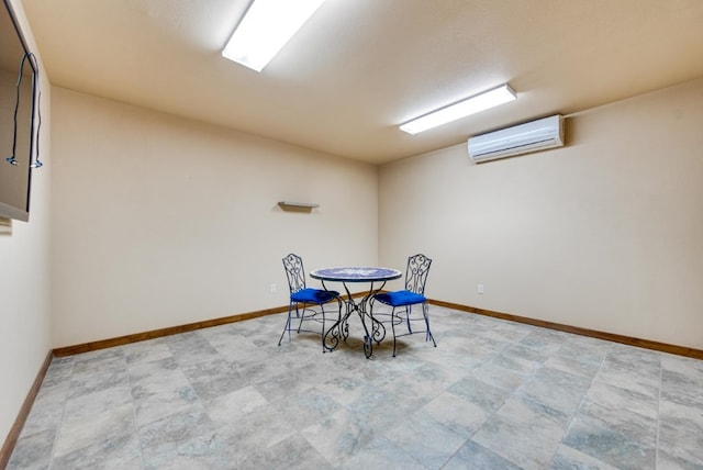 unfurnished dining area featuring a wall mounted air conditioner