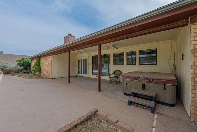 4203 Skyline Dr, Midland, TX 79707 - view of patio / terrace featuring a hot tub and ceiling fan