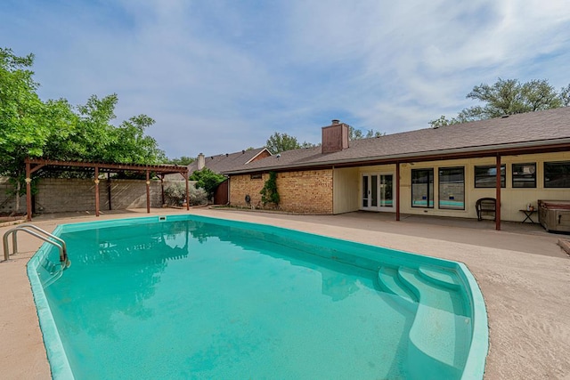 4203 Skyline Dr, Midland, TX 79707 - view of swimming pool with a pergola, a fenced backyard, and a patio