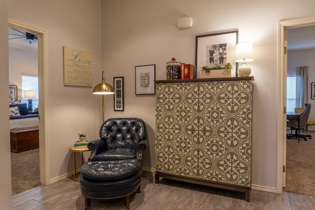 living area with light wood-type flooring