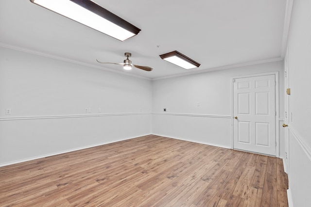 3502 Wedgewood St, Midland, TX 79707 - spare room featuring crown molding, light wood-style flooring, and a ceiling fan