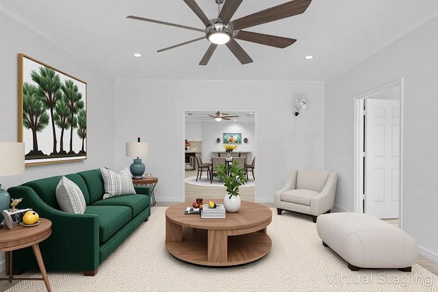 3502 Wedgewood St, Midland, TX 79707 - living area with ceiling fan and recessed lighting