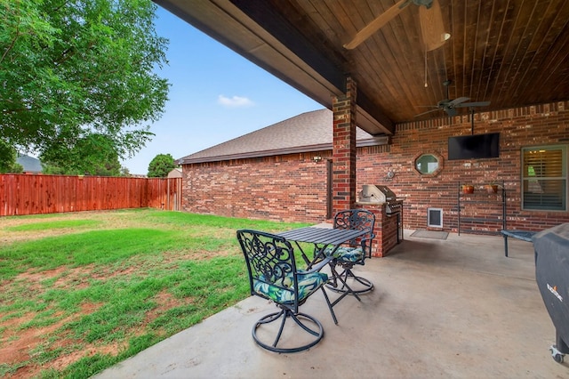 6407 Saddle Horn Ln, Midland, TX 79707 - view of patio featuring a ceiling fan and grilling area