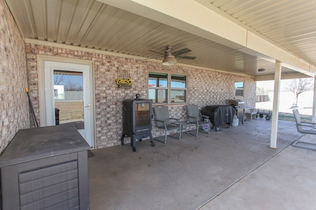 view of patio with ceiling fan