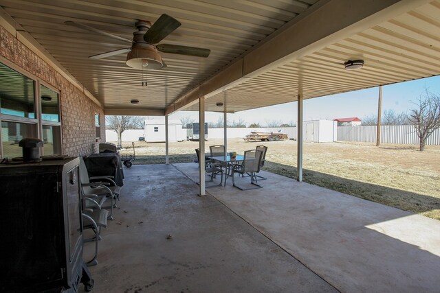 view of patio / terrace featuring ceiling fan