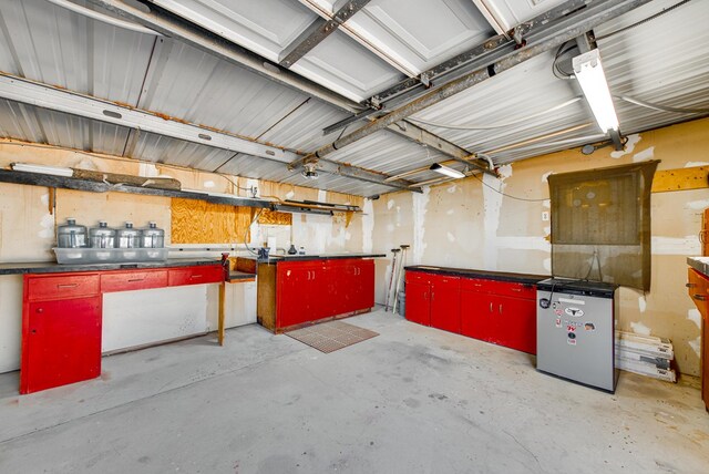 garage featuring refrigerator