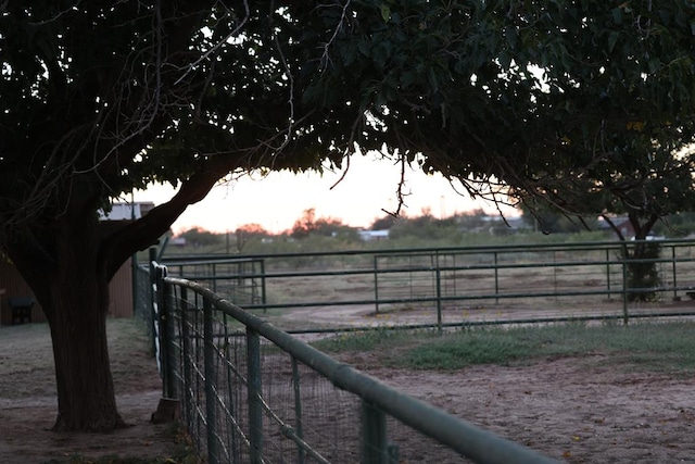 view of yard with a rural view