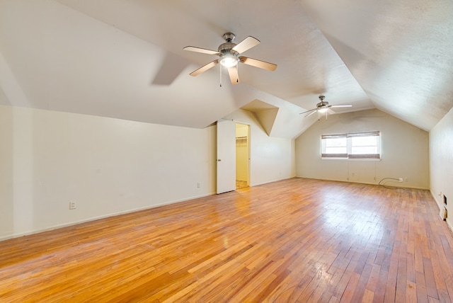4902 Leisure Dr, Midland, TX 79703 - additional living space with light wood-style flooring, vaulted ceiling, and ceiling fan