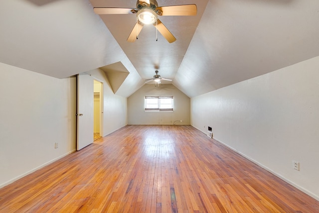 4902 Leisure Dr, Midland, TX 79703 - bonus room with light wood-style flooring, a ceiling fan, and lofted ceiling