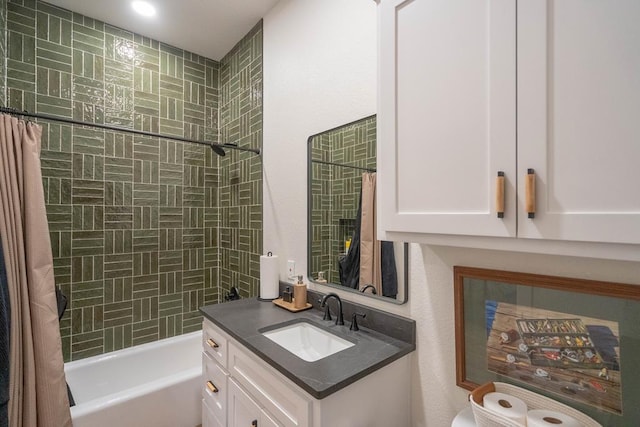 5807 Sterling Pl, Midland, TX 79707 - bathroom with vanity and shower / tub combo with curtain