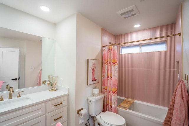 5807 Sterling Pl, Midland, TX 79707 - full bath featuring vanity, toilet, and shower / bath combination with curtain