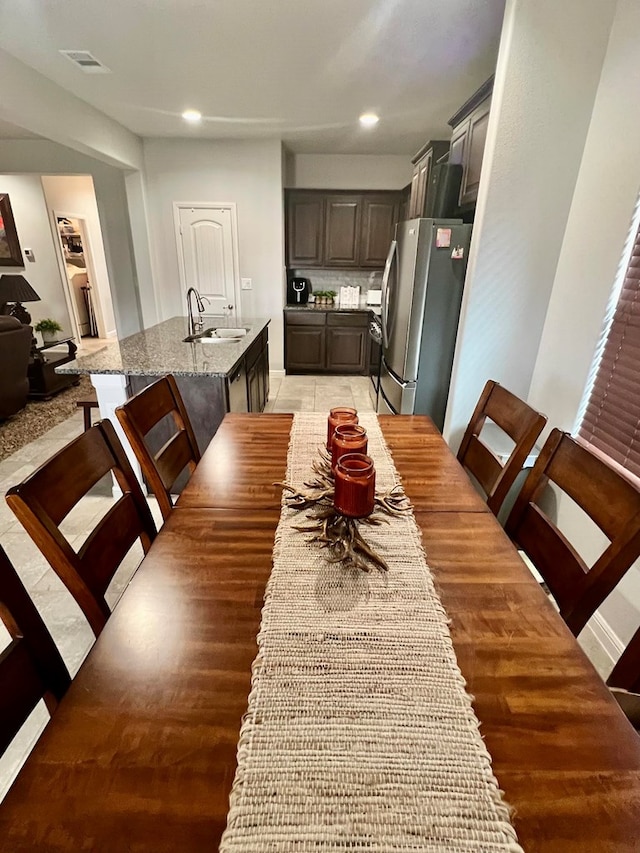 dining area featuring recessed lighting and visible vents