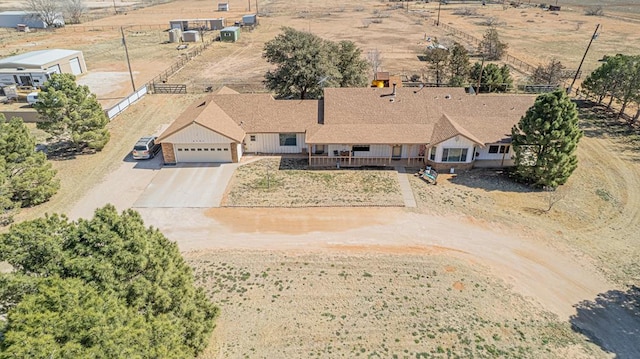 aerial view with a rural view