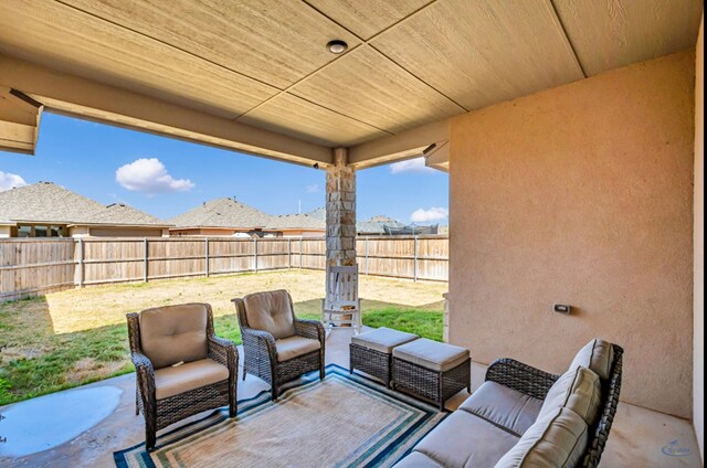 313 Peregrine Hill Cir, Midland, TX 79707 - view of patio featuring a fenced backyard and outdoor lounge area