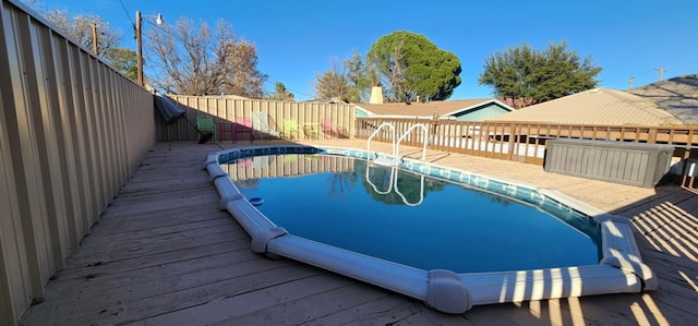 view of pool featuring fence and a fenced in pool