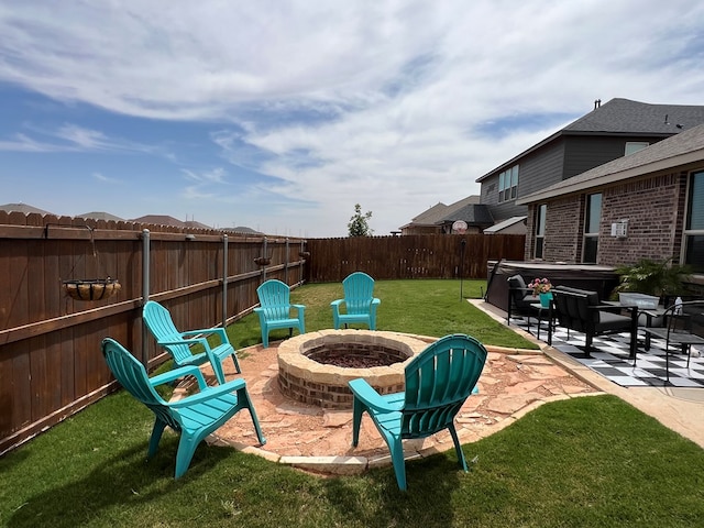 8409 E County Rd 113, Midland, TX 79706 - view of yard with a fire pit, a patio, and a hot tub