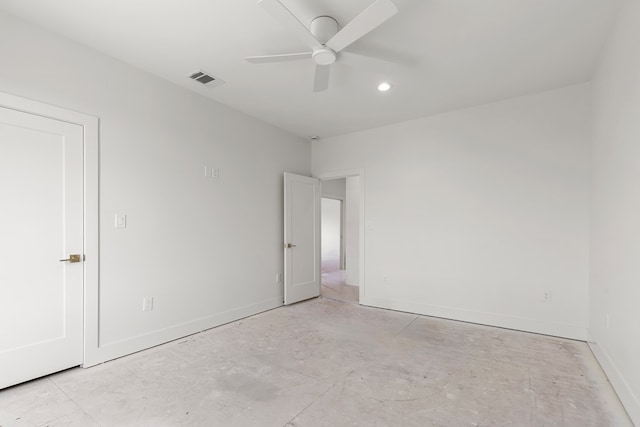2607 Hoya Dr, Midland, TX 79707 - spare room with a ceiling fan, recessed lighting, and concrete floors