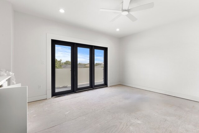 2607 Hoya Dr, Midland, TX 79707 - empty room featuring a ceiling fan, recessed lighting, and concrete floors