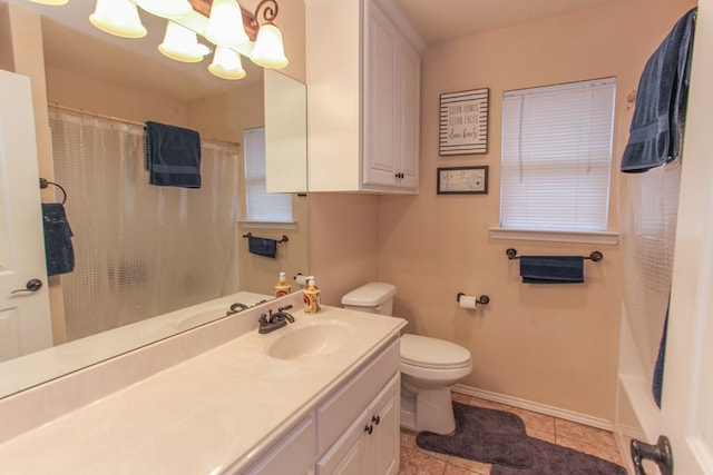 bathroom featuring tile patterned flooring, vanity, and toilet