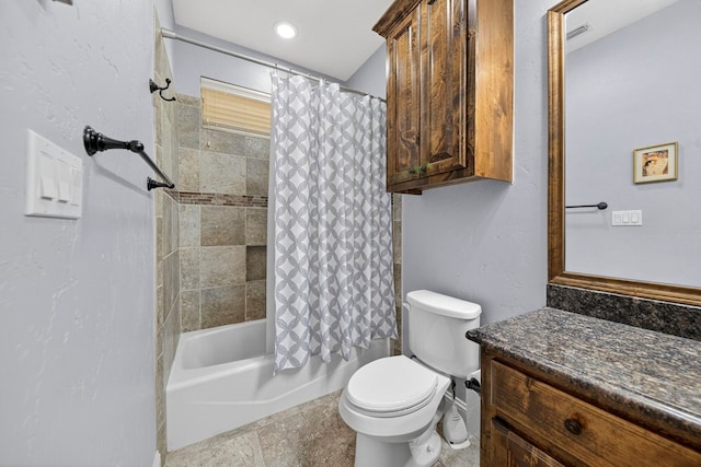 5514 Casa Grande Trl, Midland, TX 79707 - bathroom featuring shower / tub combo, toilet, and vanity