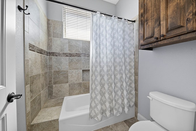 5514 Casa Grande Trl, Midland, TX 79707 - full bathroom with shower / bathtub combination with curtain and toilet