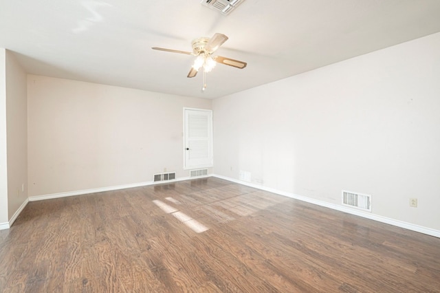 spare room with visible vents and dark wood finished floors