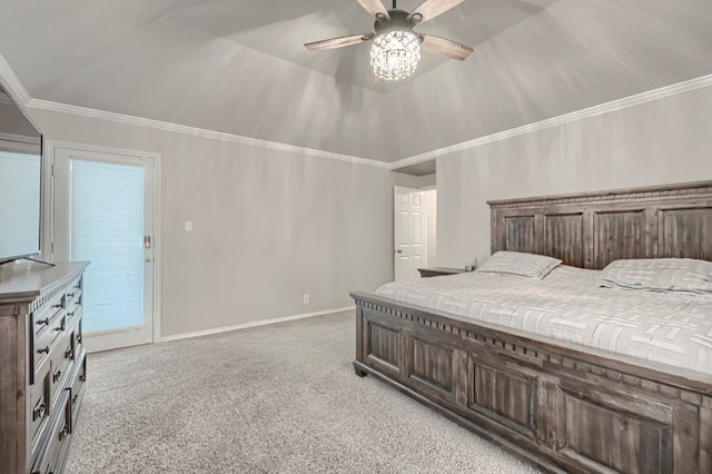 7005 Ridgeboro Ct, Midland, TX 79707 - bedroom with light colored carpet, crown molding, a ceiling fan, and baseboards