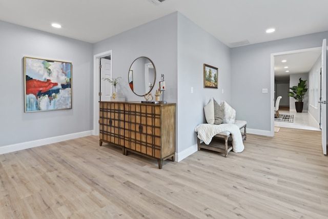 living area featuring light wood-type flooring