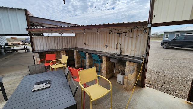 view of patio featuring sink