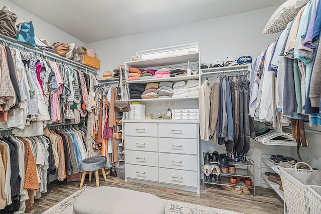 spacious closet featuring wood finished floors