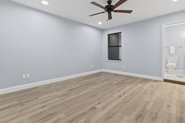 2208 Bedford Dr, Midland, TX 79701 - unfurnished room featuring light wood-style flooring, recessed lighting, a ceiling fan, and baseboards