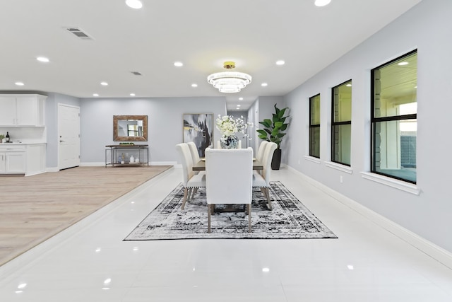 2208 Bedford Dr, Midland, TX 79701 - dining room featuring recessed lighting, visible vents, and baseboards