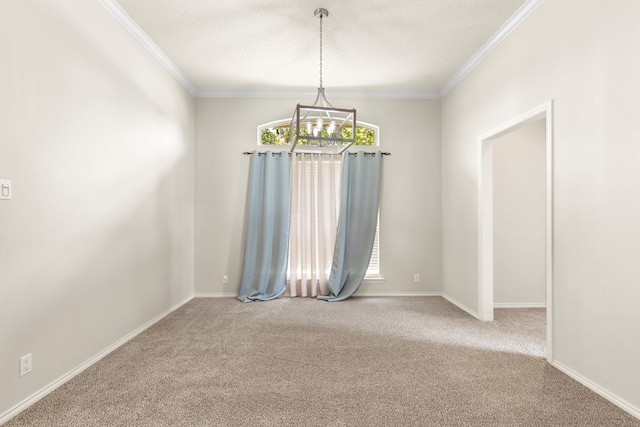 3402 Alicia Ct, Midland, TX 79707 - spare room featuring carpet flooring, ornamental molding, and a textured ceiling