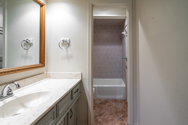 full bath with tile patterned floors and vanity