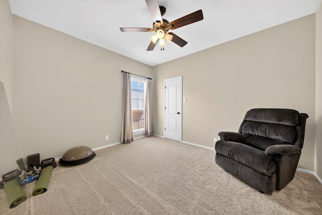5703 Devlin Pl, Midland, TX 79707 - sitting room featuring light colored carpet and a ceiling fan