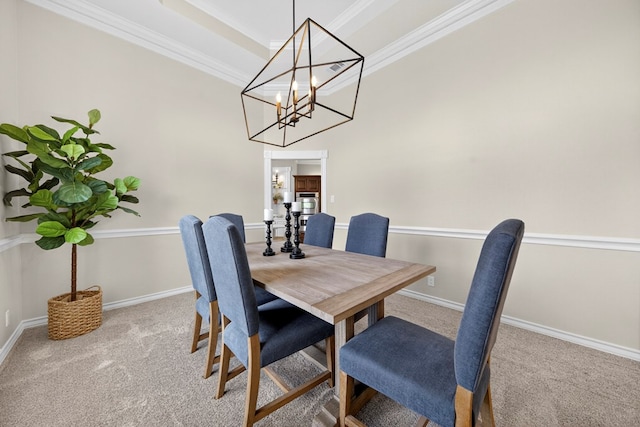 5703 Devlin Pl, Midland, TX 79707 - dining room featuring carpet floors, crown molding, and a chandelier