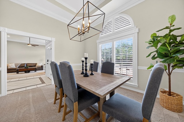 5703 Devlin Pl, Midland, TX 79707 - carpeted dining area with ornamental molding and baseboards