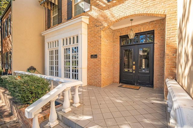 property entrance with french doors