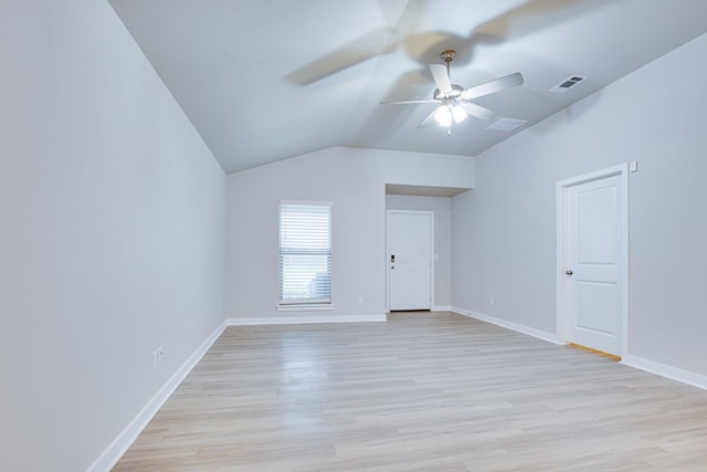 307 Pioneer Cir, Midland, TX 79705 - unfurnished room featuring light wood-style floors, a ceiling fan, and lofted ceiling
