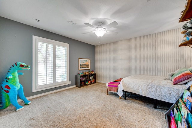 bedroom with carpet and ceiling fan