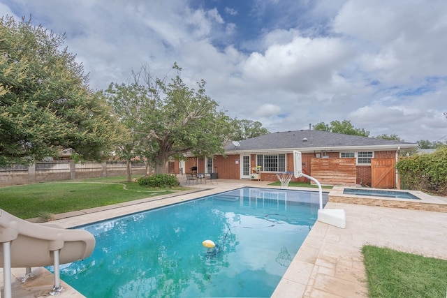1703 Laurel Ave, Odessa, TX 79761 - view of swimming pool with a patio, an in-ground hot tub, and a water slide