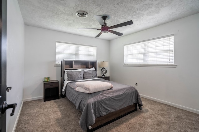 1703 Laurel Ave, Odessa, TX 79761 - carpeted bedroom featuring a ceiling fan and a textured ceiling