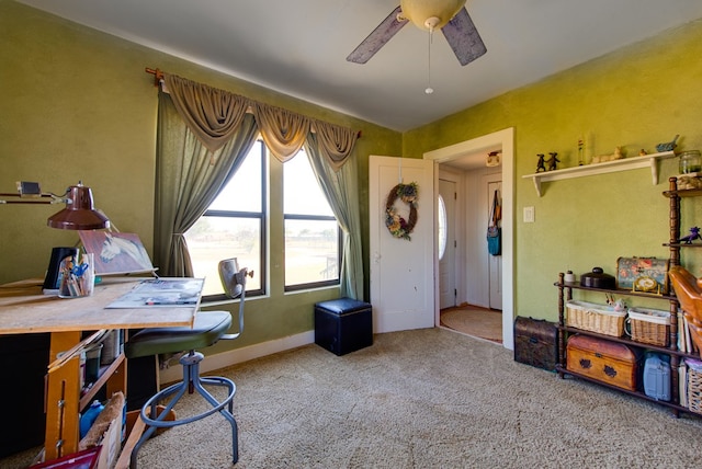 707 E County Rd 132, Midland, TX 79706 - carpeted office space featuring ceiling fan and baseboards