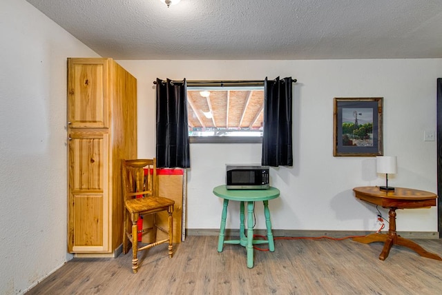 707 E County Rd 132, Midland, TX 79706 - living area featuring wood finished floors, a textured ceiling, and baseboards