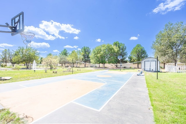 209 Bayberry Pkwy, Midland, TX 79705 - view of sport court with volleyball court, community basketball court, and a shed